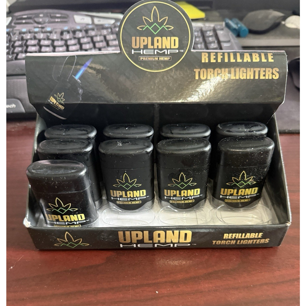 Case 12 Upland Hemp Premium Flip Top Refillable Torch Lighter Butane Adjustable - Picture 4 of 15